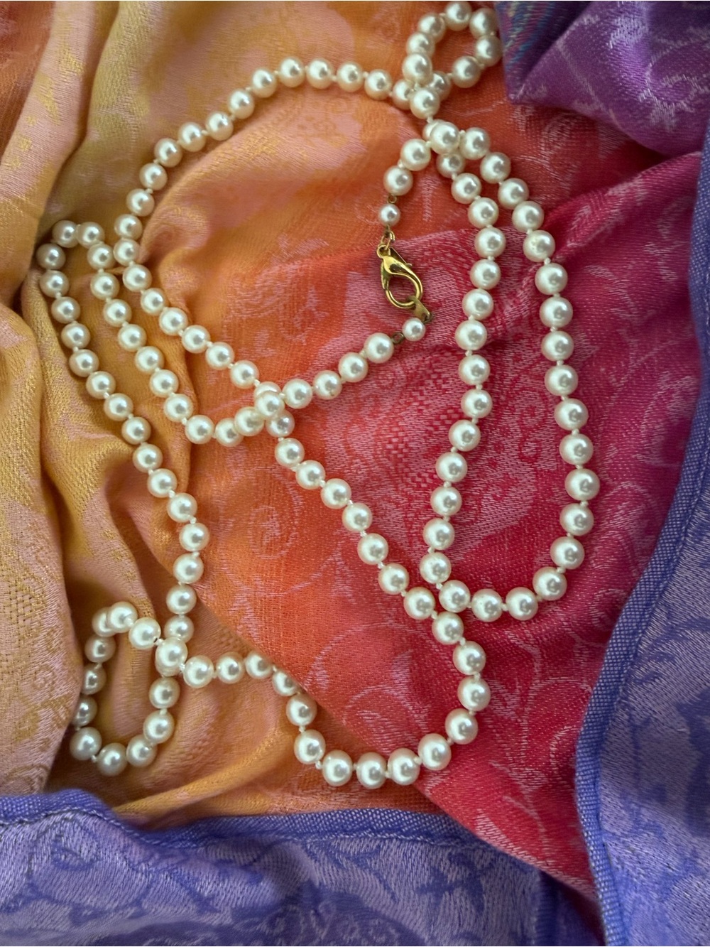 Ivory Pearl Strand Necklace with Gold Clasp